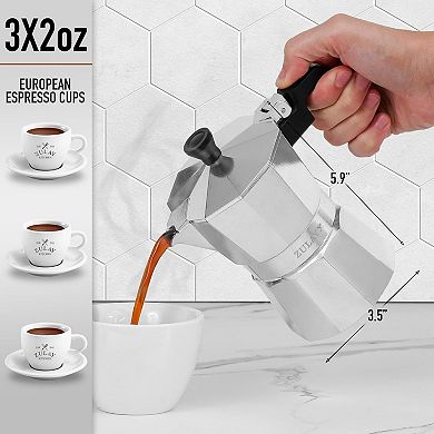 Zulay Kitchen Stovetop Espresso Maker - Moka Pot 3 Espresso Cups