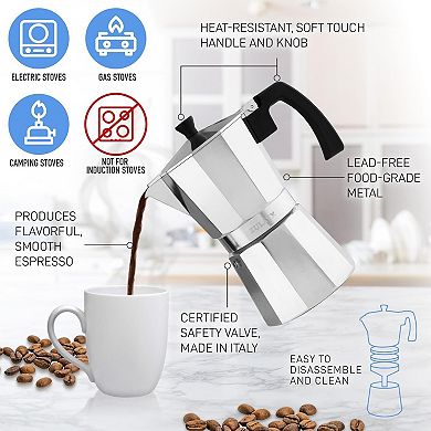 Zulay Kitchen Stovetop Espresso Maker - Moka Pot 3 Espresso Cups