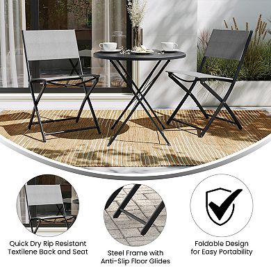 Merrick Lane 2 Pack Indoor/outdoor Flex Comfort Textilene Fold Chair With Frames