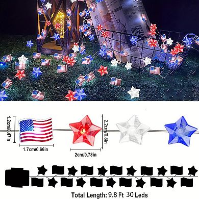 American Flag String Led Lights, Illuminate Your Home With Patriotic Spirit For 4th Of July