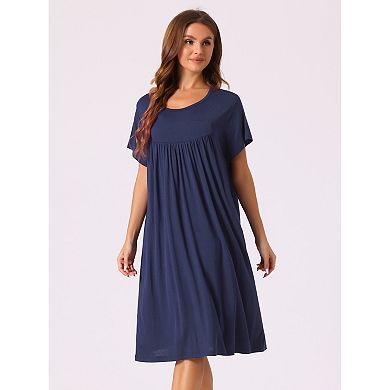 Womens Nightgown Cotton Sleepwear Short Sleeve Cozy Loose Sleepshirt Plus Size S-3xl