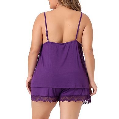 Women's Plus Size Sleepwear Pajamas Lingerie Lace Cami Shorts Set Nightwear