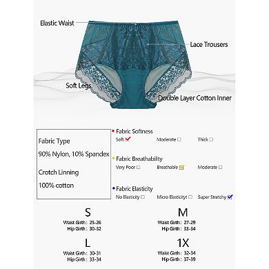 Women's Lace Trim High Waist Solid Brief Stretchy Underwear