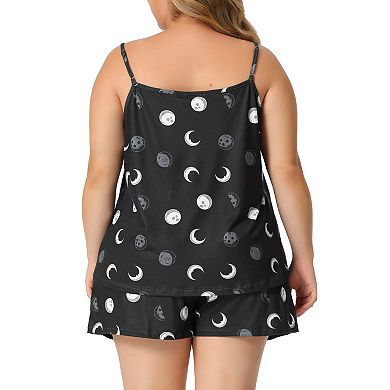 Women Plus Size Pajamas Set Cami Elastic Waist Shorts Nightgown Loungewear