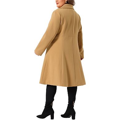 Plus size Coats Of Women Double Breasted Lapel With Pockets Winter Long Coats