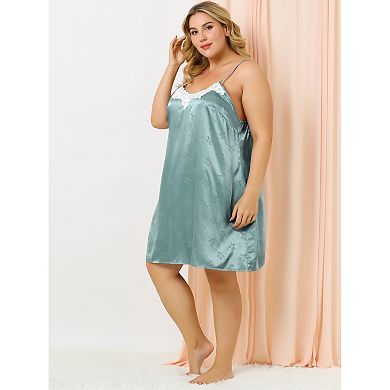 Women's Plus Size Lace Suspender Pajamas Knee-length Nightdress