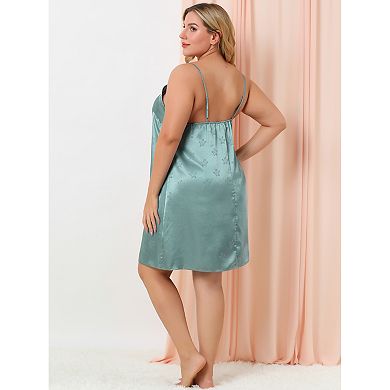 Women's Plus Size Lace Suspender Pajamas Knee-length Nightdress
