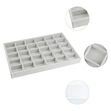 Velvet Jewelry Organizer Trays With Removable Dividers For Drawers 30 Grid Tray