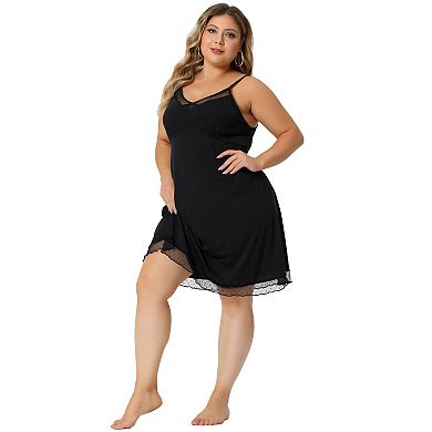 Women's Plus Size Nightgown V Neck Spaghetti Strap Adjustable Cami Nightdress