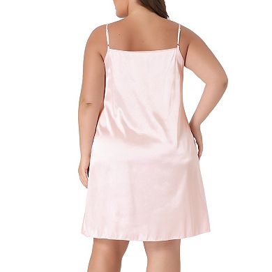 Women's Plus Size Nightgown Satin Camisole V-neck Sleeveless Dress Sleepwear