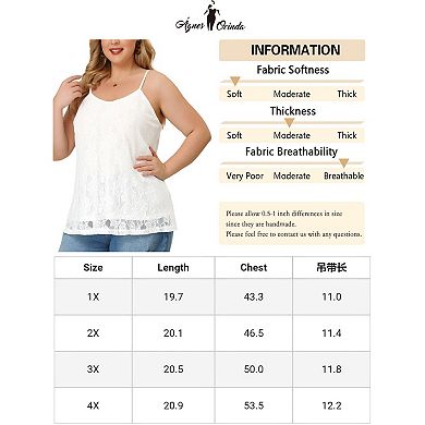 Women's Plus Size Cami Lace Adjustable Strap Elegant Sleeveless Camisole