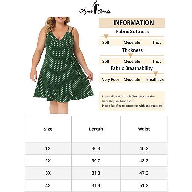 Women's Plus Size Sleep Dress Cami Deep V Knit Polka Dots Nightgown Lingerie