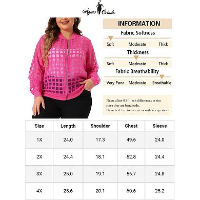Plus Size Bomber Jacket For Women Hollow Out Long Sleeve Baseball Collar Outerwear