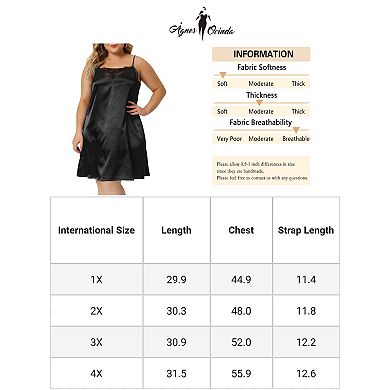 Women's Plus Size Nightgown Spaghetti Strap Adjustable Satin Cami Nightdress