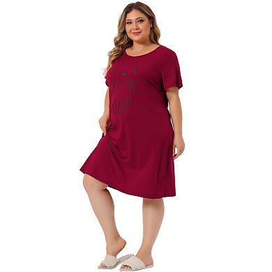 Women's Plus Size Nightgowns Moggy Prints Short Sleeves Lounge Sleep Dress
