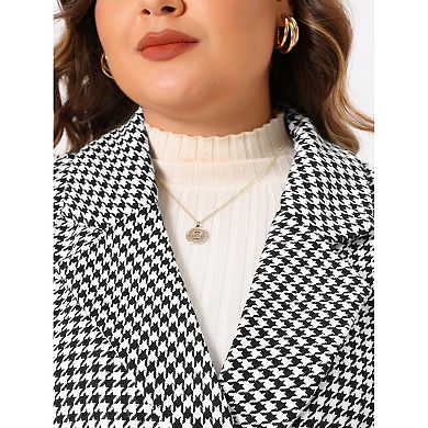 Women's Plus Size Plaid Blazer Jacket Sleeveless Lapel Button With Pockets Long Vests