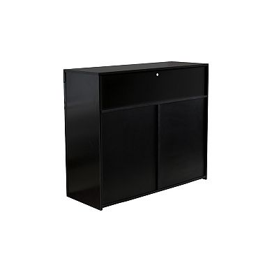 Living Room Sideboard Storage Cabinet Black High Gloss with Led Light