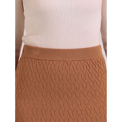 High Waist Skirt For Women's Autumn A-line Stretchy Knit Long Sweater Skirts