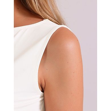 Front Twist Knot Tops For Women's Casual Round Neck Sleeveless Top