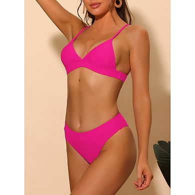 Women's 2 Piece Triangle Bikini Sets Adjustable Spaghetti Straps Top Basic Bottom Swimwear Suits
