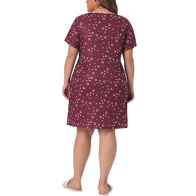 Women's Plus Size Nightgown Pajama Round Neck Family Sleep Dress Nightdress