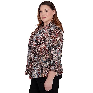 Plus Size Alfred Dunner Metallic Paisley Two in One Top