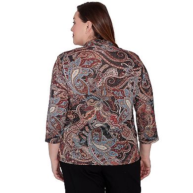 Plus Size Alfred Dunner Metallic Paisley Two in One Top