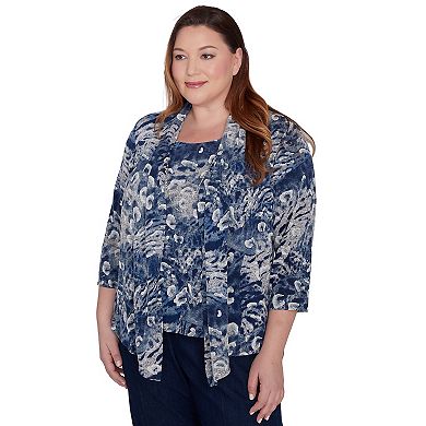 Plus Size Alfred Dunner Animal Melange Two in One Top