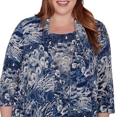 Plus Size Alfred Dunner Animal Melange Two in One Top