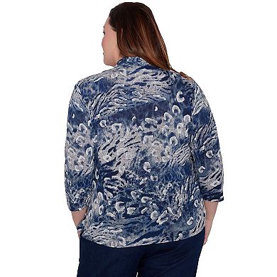 Plus Size Alfred Dunner Animal Melange Two in One Top