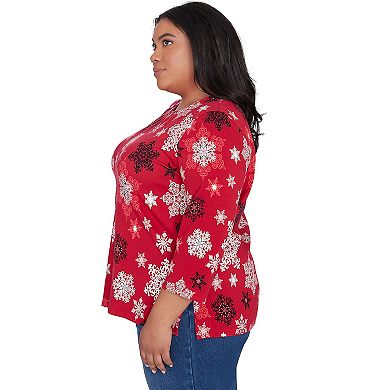 Plus Size Alfred Dunner Classic Snowflake Infused Top