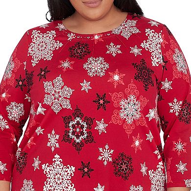 Plus Size Alfred Dunner Classic Snowflake Infused Top