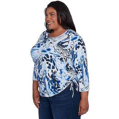 Plus Size Alfred Dunner Abstract Animal Print Three Quarter Sleeve Tee