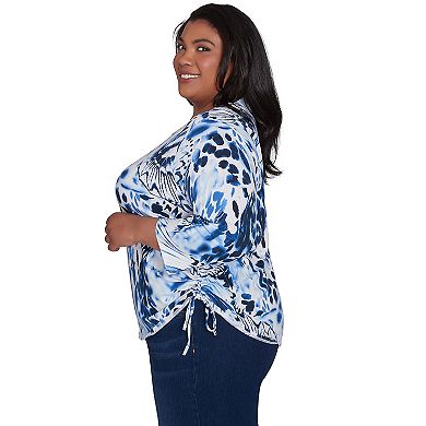 Plus Size Alfred Dunner Abstract Animal Print Three Quarter Sleeve Tee