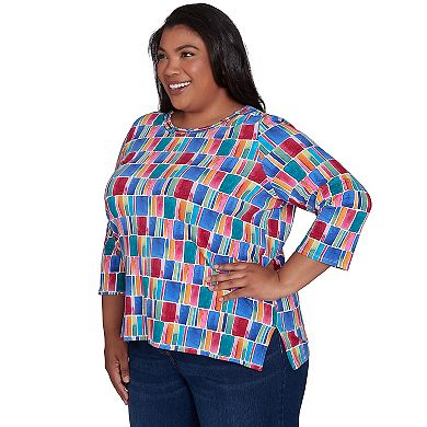 Plus Size Alfred Dunner Box Print Short Sleeve Top