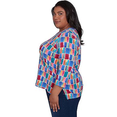 Plus Size Alfred Dunner Box Print Short Sleeve Top