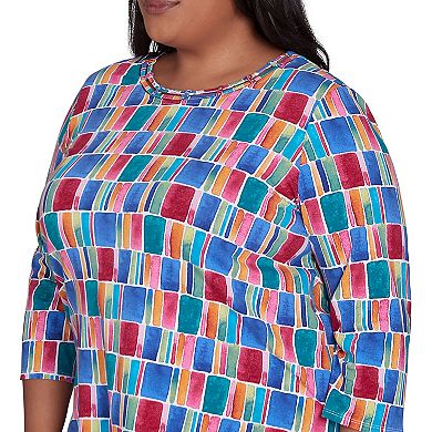 Plus Size Alfred Dunner Box Print Short Sleeve Top