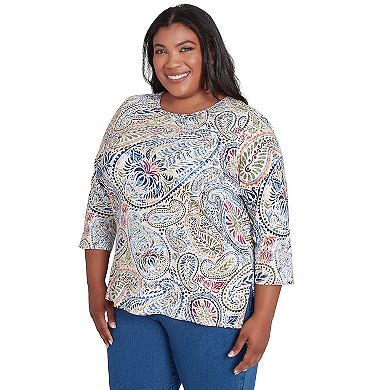 Plus Size Alfred Dunner Paisley Short Sleeve Top