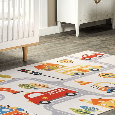 nuLOOM Carmina City Streets Machine Washable Area Rug