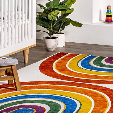 nuLOOM Classic Double Rainbow Machine Washable Area Rug