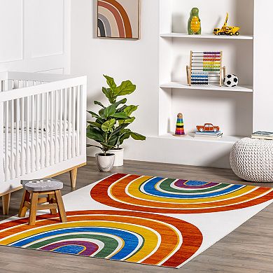 nuLOOM Classic Double Rainbow Machine Washable Area Rug