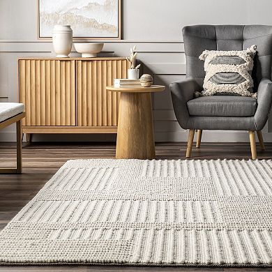 nuLOOM Dorene Contemporary High-Low Striped Wool Area Rug