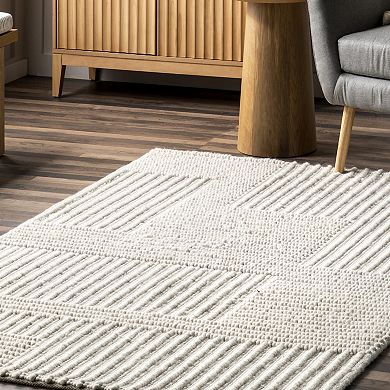 nuLOOM Dorene Contemporary High-Low Striped Wool Area Rug