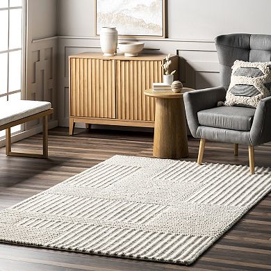 nuLOOM Dorene Contemporary High-Low Striped Wool Area Rug