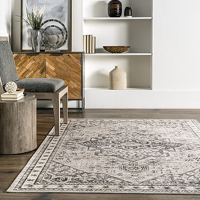 nuLOOM Eira Medallion Spill Proof Area Rug