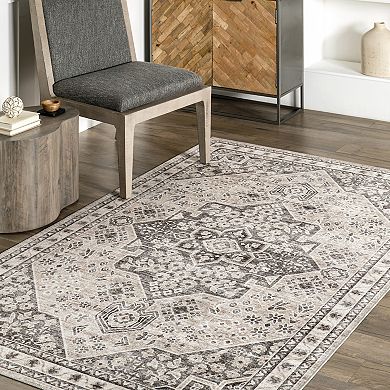 nuLOOM Eira Medallion Spill Proof Area Rug