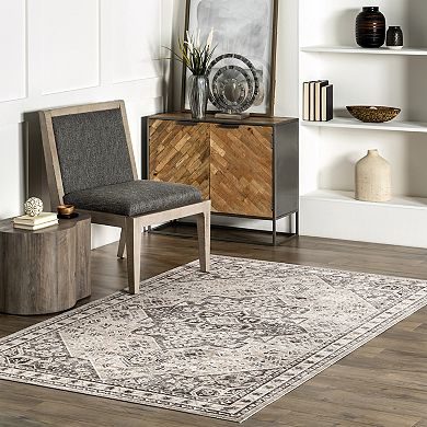 nuLOOM Eira Medallion Spill Proof Area Rug