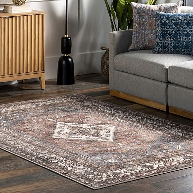 nuLOOM Tindra Persian Medallion Machine Washable Area Rug