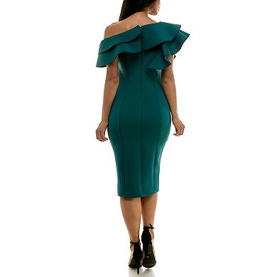 Women's Nina Leonard Off-The-Shoulder Ruffle Dress