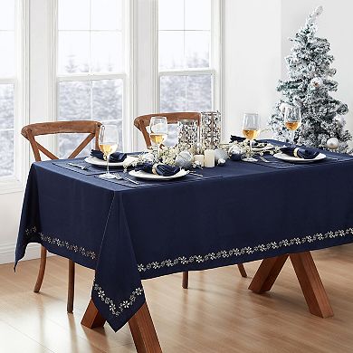 Elrene Home Fashions Snowflake Laser Cut Square/Rectangle Tablecloth